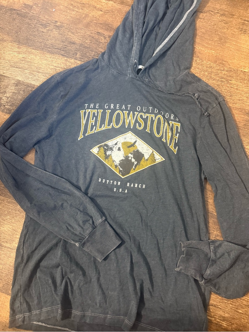 Yellowstone acid washed women’s Hooded Sweatshirt - Charcoal